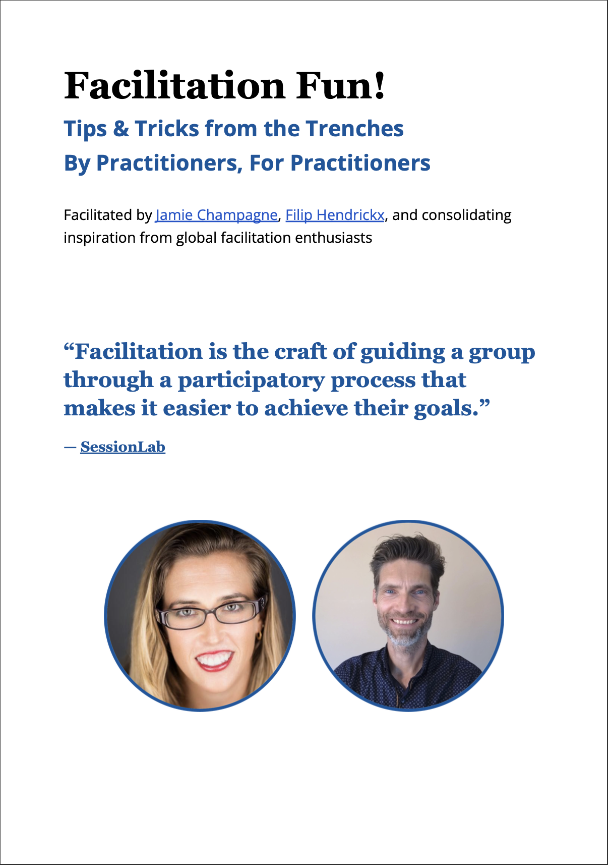 Facilitation Fun! booklet by Jamie Champagne and Filip Hendrickx